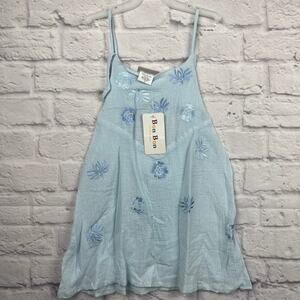 E3024 Light blue spaghetti strap dress with floral embroidery size 4T